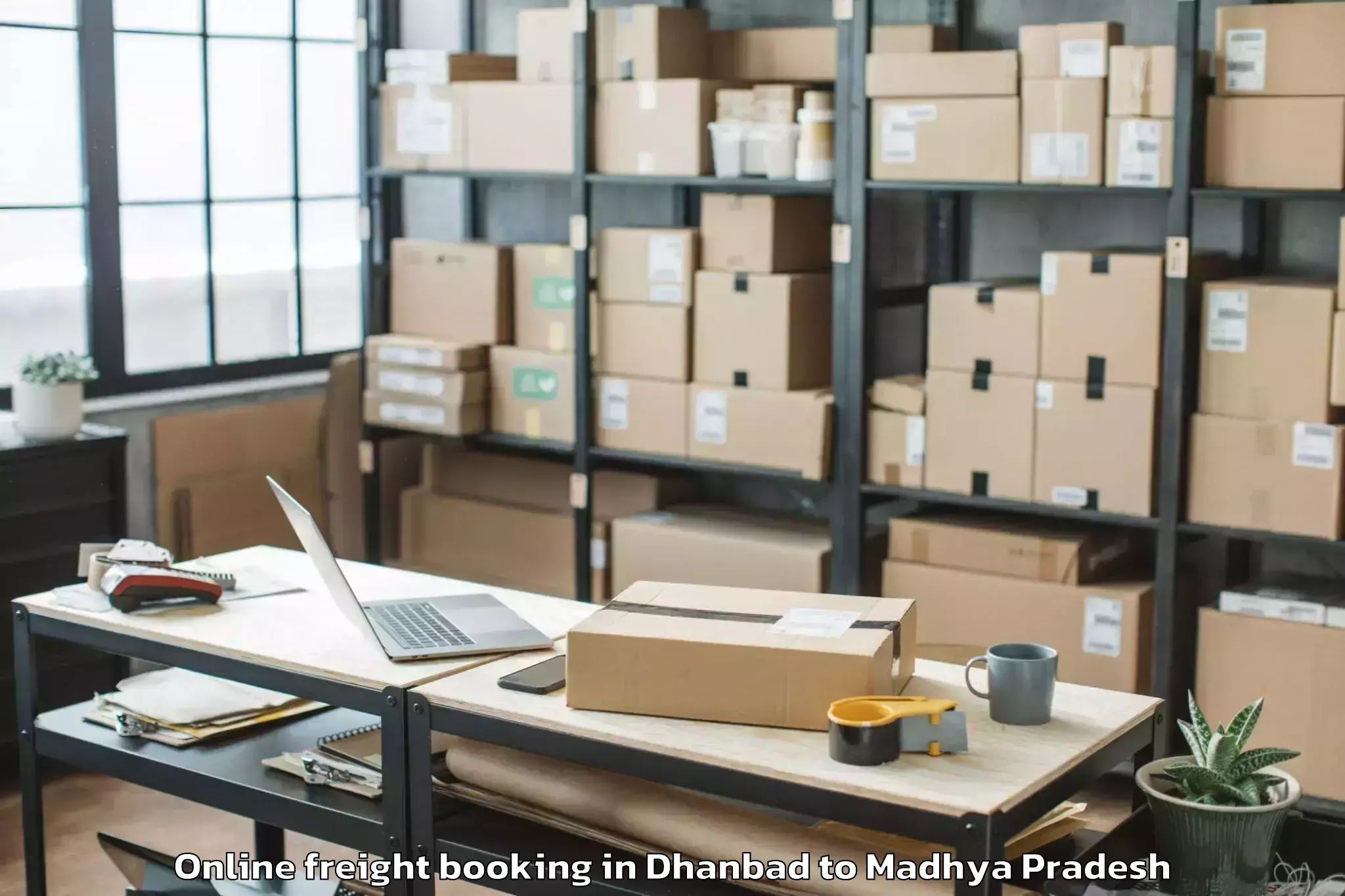 Efficient Dhanbad to Rahatgarh Online Freight Booking